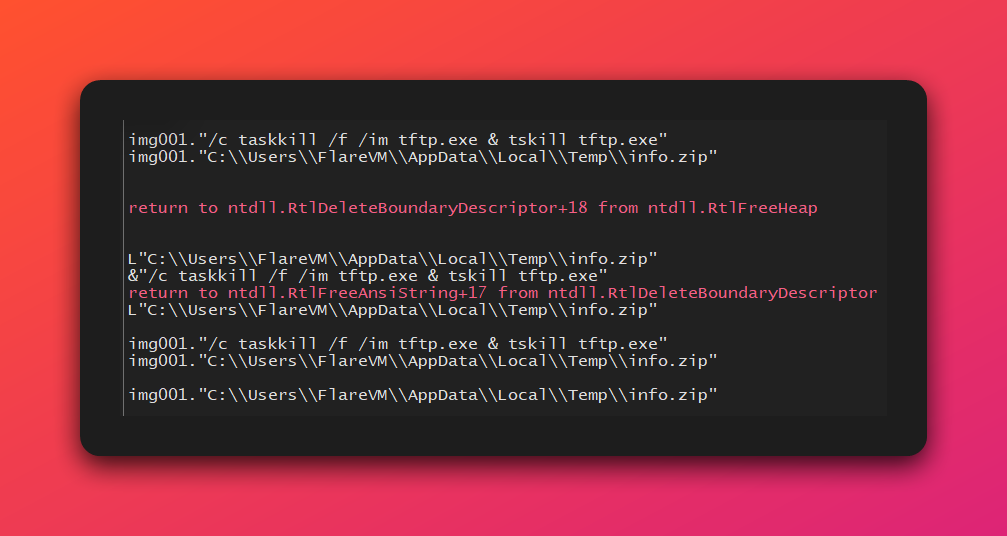 Payload Drop - tftp.exe and info.zip
